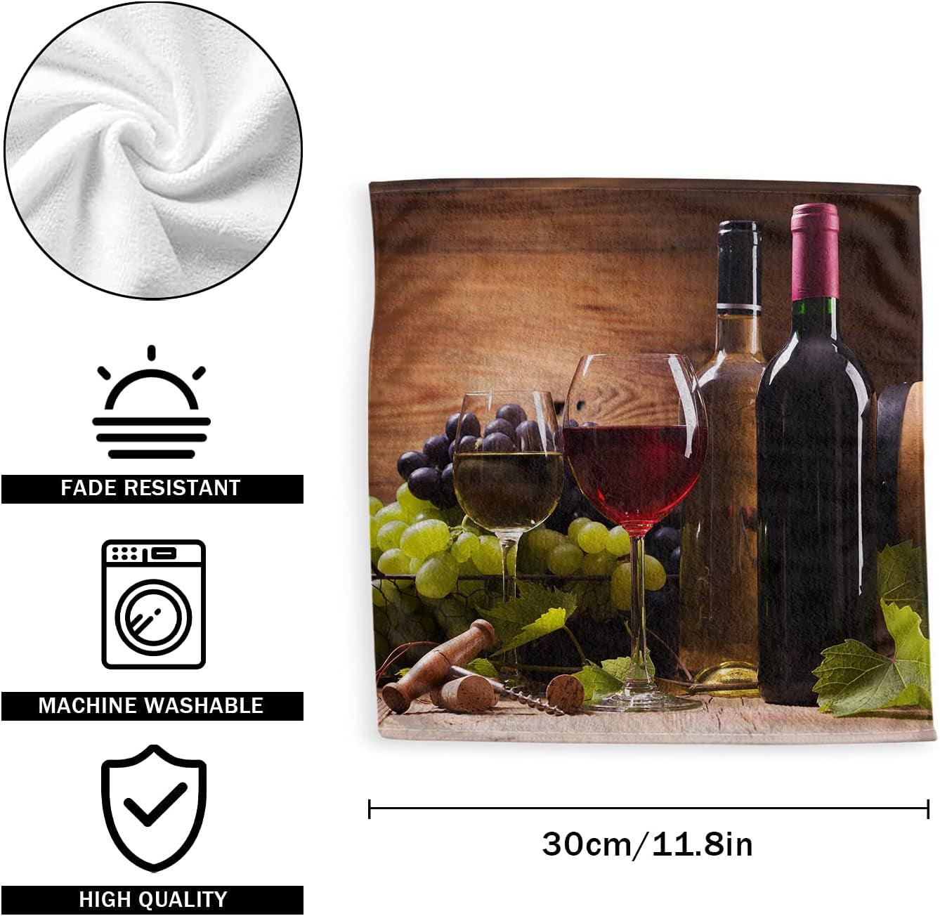 Kitchen Cleaning Cloth Kitchen Cleaning Towels Kitchen Dish Cloths Soft Kitchen Hand Towels Super Absorbent Bar Towels for Kitchen 11.8X11.8 in 3Pack - Grape Wine