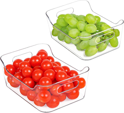 Set of 11 Transparent Plastic Refrigerator Organizer Bins with Handles - Pantry, Freezer, Cabinet Organization