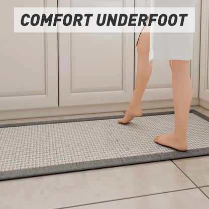 Kitchen Mat 23.6"X39.4" Kitchen Rugs Non-Skid Twill Kitchen Floor Mats Washable Small Throw Rug for in Front of Sink Gray Brown