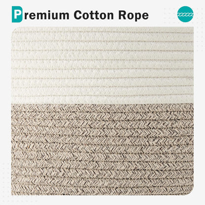 Cotton Rope Laundry Basket by , 58L Woven Collapsible Laundry Hamper, Clothes Hamper with Reinforced Handles in the Laundry Room, Bedroom, Bathroom, Brown