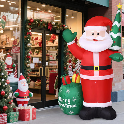 8FT Christmas Inflatable Outdoor Decoration, Santa Christmas Inflatable with Build-In Leds for Xmas Party Outdoor Yard Garden Lawn Winter Decor