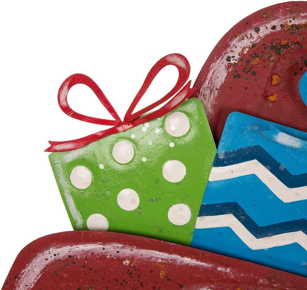 Rustic Metal Christmas Truck Yard Stake Lawn Garden Standing Sign Lawn Patio Wall Decor, Wood Truck