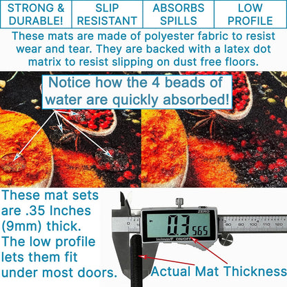 Artistic and Colorful Kitchen Rugs for Floor Non Slip Kitchen Rugs and Mats Kitchen Mat Set Farmhouse Kitchen - Lava Flow2 Art- 2 Pieces - 30"X17" + 47”X17