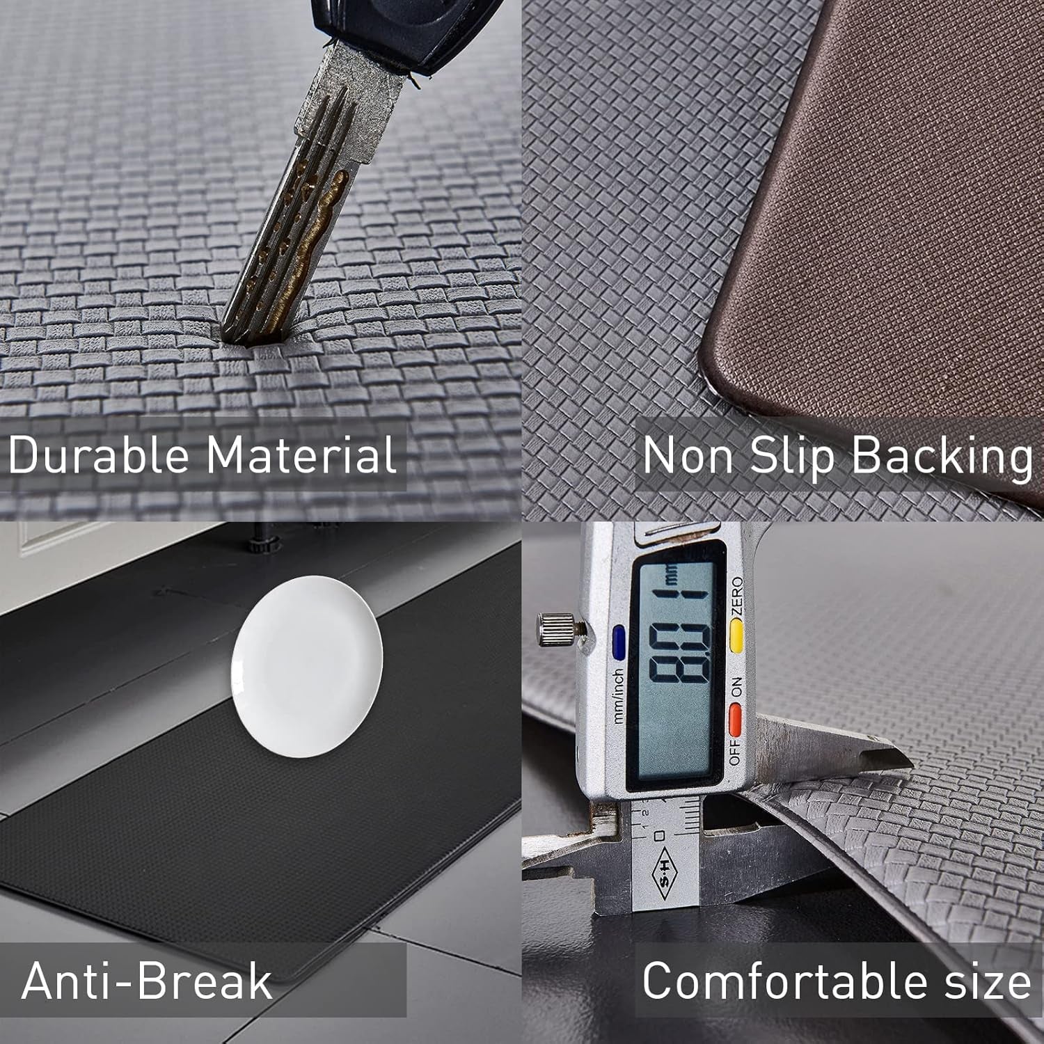 Anti Fatigue Mats for Kitchen Floor,Waterproof & Non-Slip Kitchen Rugs, anti Fatigue Floor Mats for Home,Office,Laundry,Sink,Kitchen Mat Cushioned anti Fatigue Set of 2 Grey 17.5" X 29.5"+17.5" X 59"