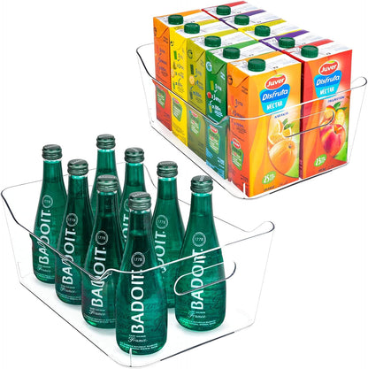 Set of 11 Transparent Plastic Refrigerator Organizer Bins with Handles - Pantry, Freezer, Cabinet Organization