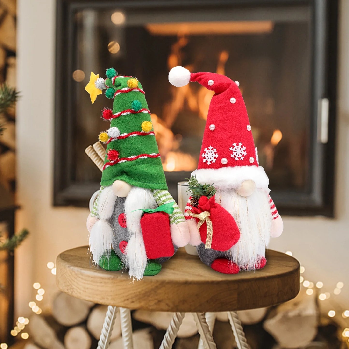 2Pc Christmas Gnomes Plush Decorations - Christmas Ornaments - Swedish Tomte Handmade Gnome Gift, Holiday Home Decor 12.2 Inch