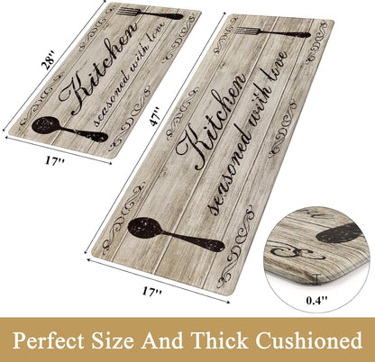 anti Fatigue Kitchen Mat Set of 2 Non Slip Kitchen Rugs and Mats Farmhouse Waterproof Memory Foam Kitchen Rugs Cushioned Kitchen Floor Mats Comfort Standing Mat for Kitchen Home Sink Office
