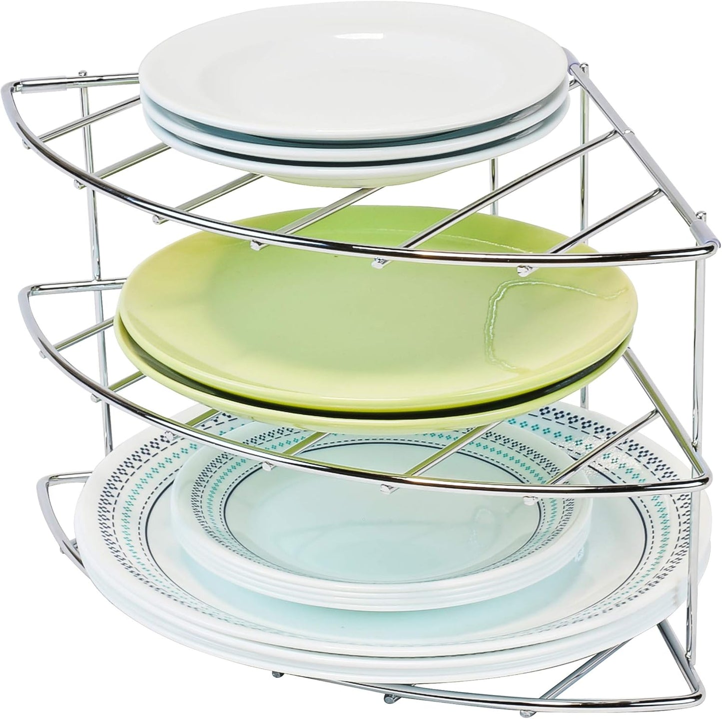 3-Tier Counter and Cabinet Corner Shelf Organizer, Chrome