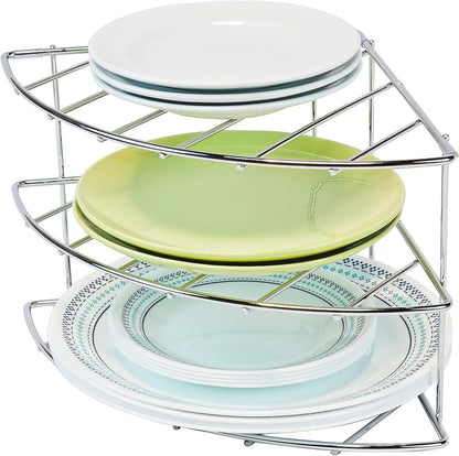 3-Tier Counter and Cabinet Corner Shelf Organizer, Chrome