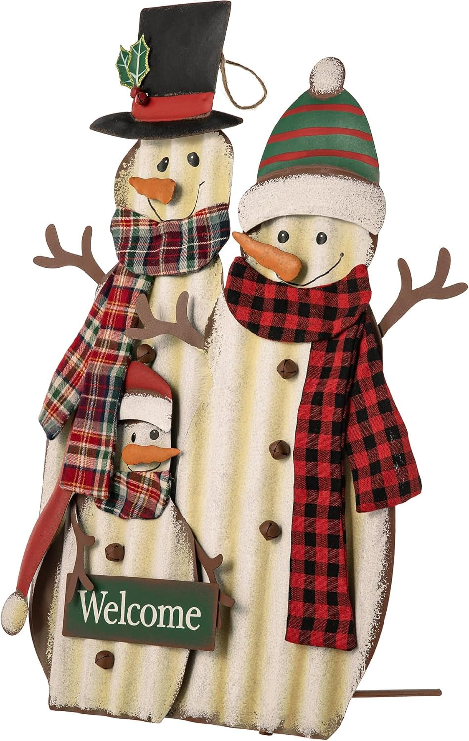 30" H Metal Christmas Snowman Family Yard Stake, Holiday Decorations Outdoor Standing Hanging Display, Xmas Holiday Wall Ornament for Lawn Outdoor Holiday Decoration