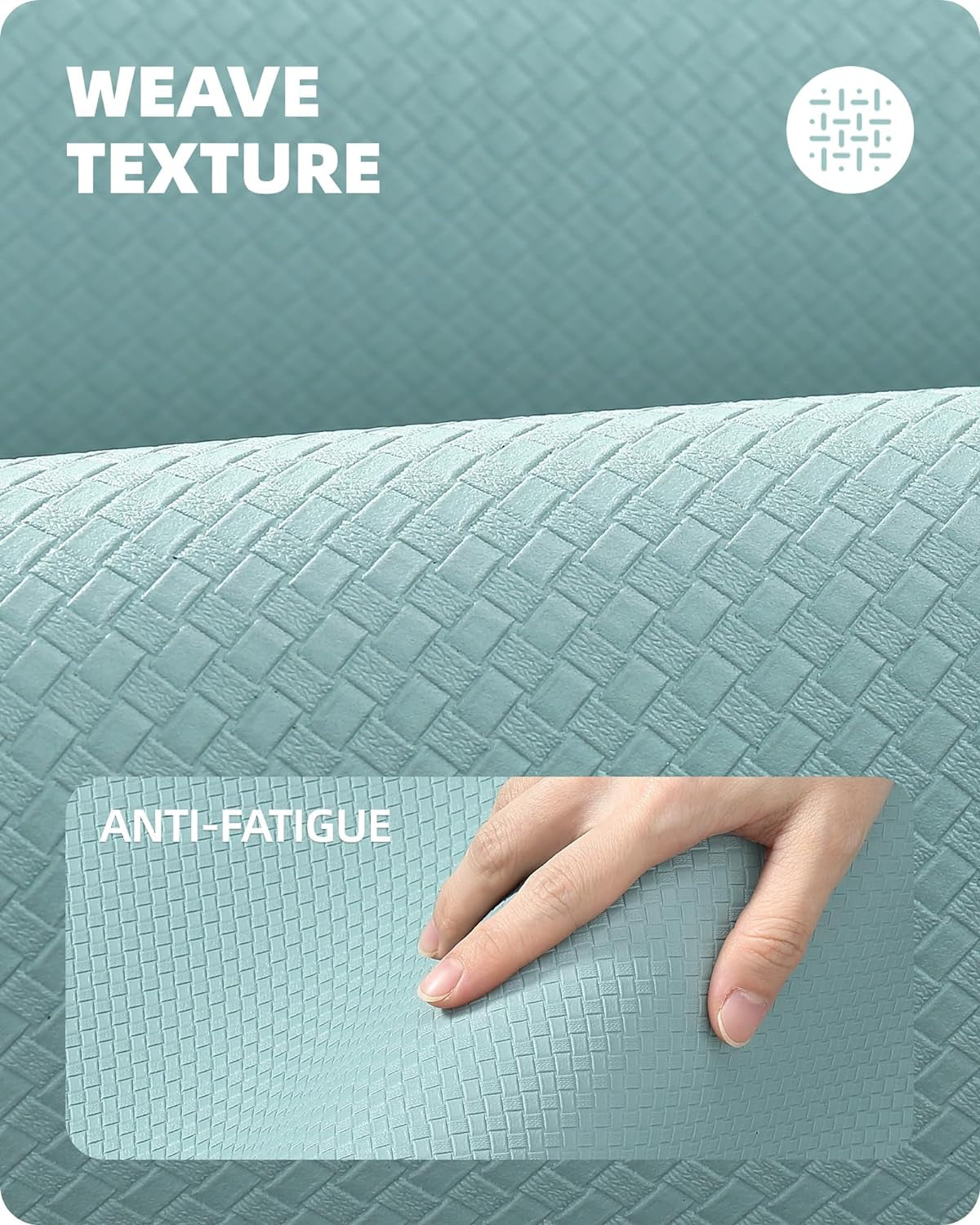 anti Fatigue Cushion Padded Kitchen Mat for Floor - 17X29+17X59,Easy Clean, Waterproof & Oil Proof, anti Slip, Foam Rubber Runner Rug for Front Sink Comfort Standing, Teal Set of 2