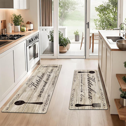 anti Fatigue Kitchen Mat Set of 2 Non Slip Kitchen Rugs and Mats Farmhouse Waterproof Memory Foam Kitchen Rugs Cushioned Kitchen Floor Mats Comfort Standing Mat for Kitchen Home Sink Office