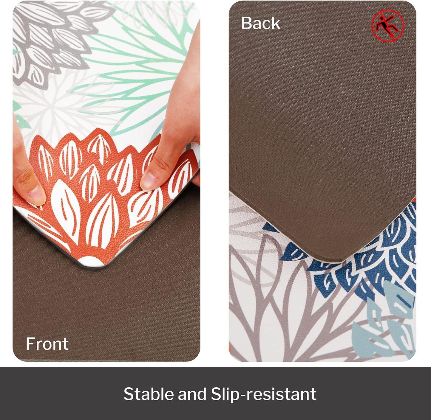 Dahlia Kitchen Rugs and Mats Set of 2, anti Fatigue Floor Mat, Waterproof PVC Leather Non Slip Kitchen Floor Mats,Comfort Doormat Standing Running Mats Area Rugs Carpet Decor for Kitchen