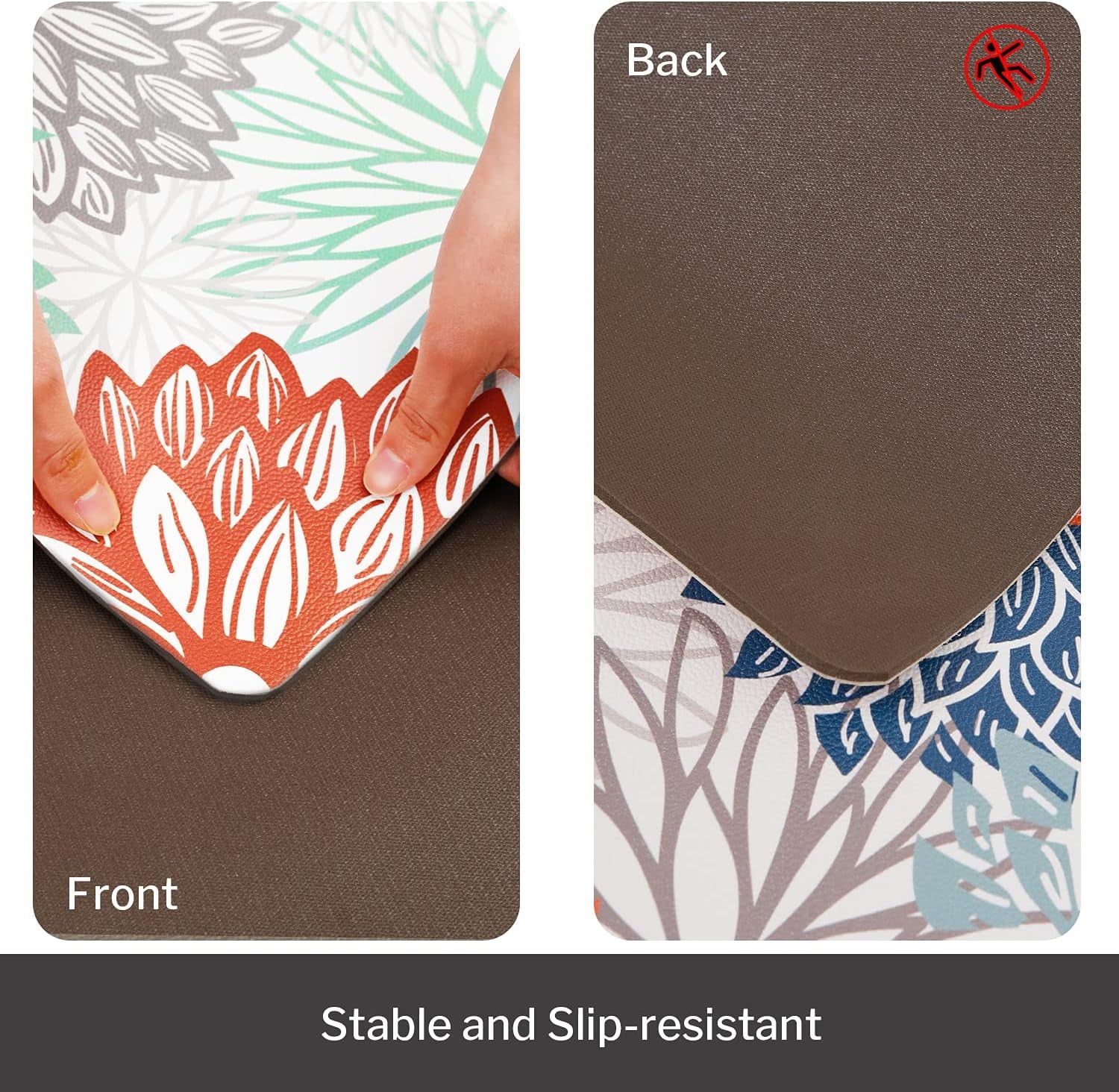 Dahlia Kitchen Rugs and Mats Set of 2, anti Fatigue Floor Mat, Waterproof PVC Leather Non Slip Kitchen Floor Mats,Comfort Doormat Standing Running Mats Area Rugs Carpet Decor for Kitchen