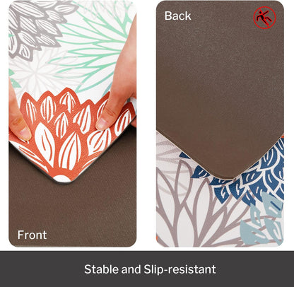 Dahlia Kitchen Rugs and Mats Set of 2, anti Fatigue Floor Mat, Waterproof PVC Leather Non Slip Kitchen Floor Mats,Comfort Doormat Standing Running Mats Area Rugs Carpet Decor for Kitchen