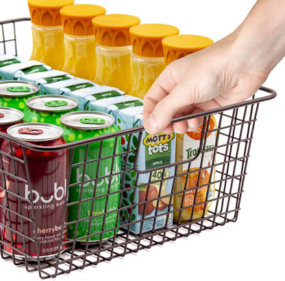 Metal Wire Baskets Storage Bin Organizer for Food Pantry, Freezer, Kitchen, Laundry Room, Basket Organizers for Home, Bathroom, Closet Organization, Iron Metal