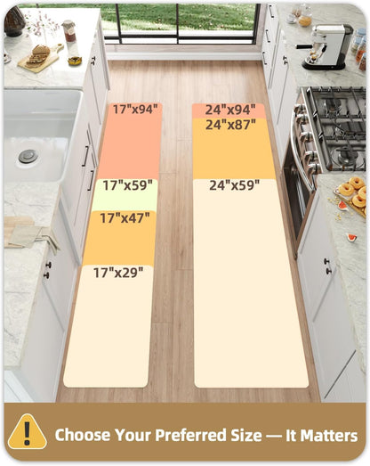 anti Fatigue Cushion Padded Kitchen Mat for Floor - 17X29+17X59,Easy Clean, Waterproof & Oil Proof, anti Slip, Foam Rubber Runner Rug for Front Sink Comfort Standing, Teal Set of 2