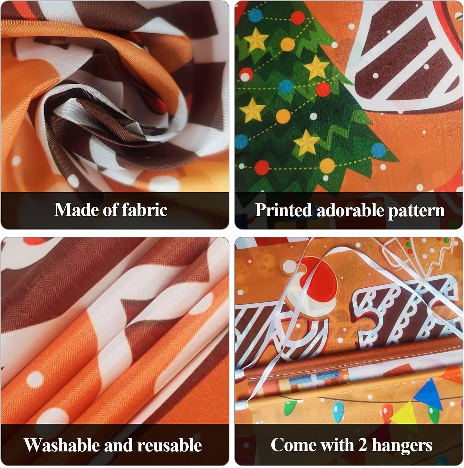 Gingerbread Christmas Decorations Christmas Porch Sign Outdoor Door Banner Holiday Gingerbread Party Favor Supplies, 71’’ X 43’’