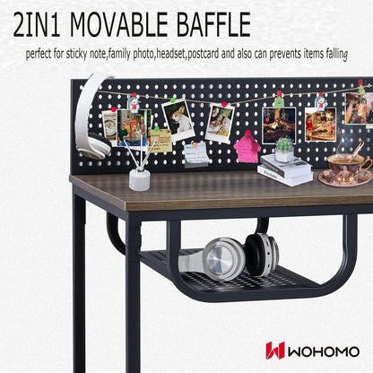 L Shaped Desk 65 Inch No Screw Quick Lock Computer Desk with Storage Basket Gaming Corner Writing Workstation Table with Shelf for Home Office Easy to Assemble, Walnut