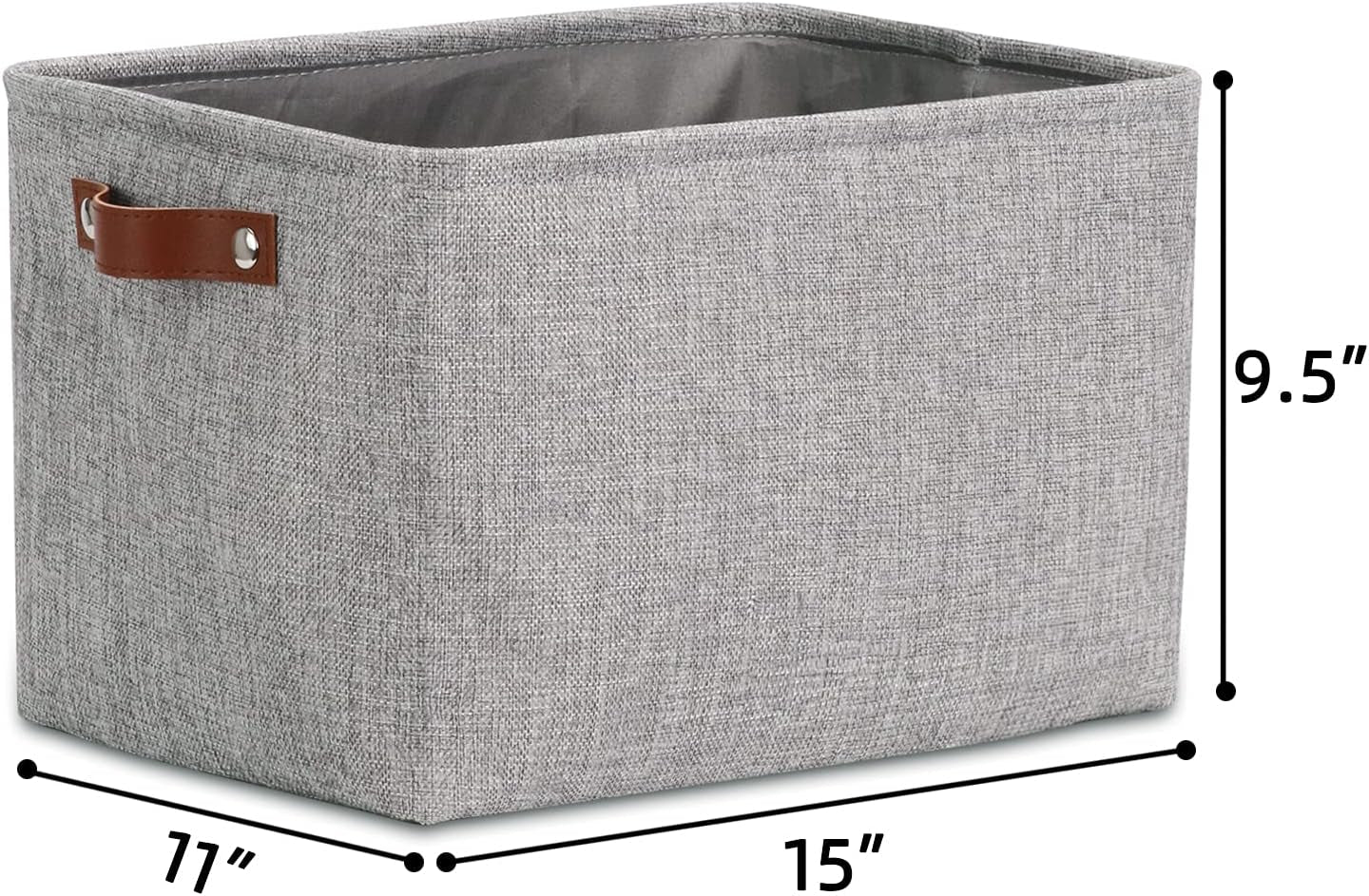 Fabric Storage Basket for Shelves/Closets, Collapsible Rectangle Basket for Organizing Clothes, Toys, Towels, Books, Laundry, Nursery, Dog Toy Basket Empty (Gray)