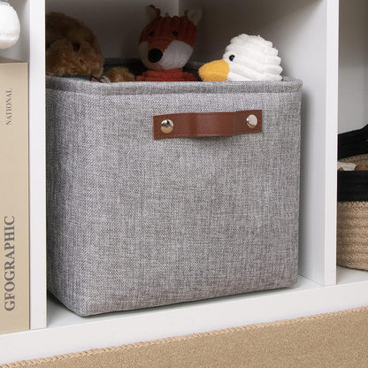 Fabric Storage Basket for Shelves/Closets, Collapsible Rectangle Basket for Organizing Clothes, Toys, Towels, Books, Laundry, Nursery, Dog Toy Basket Empty (Gray)