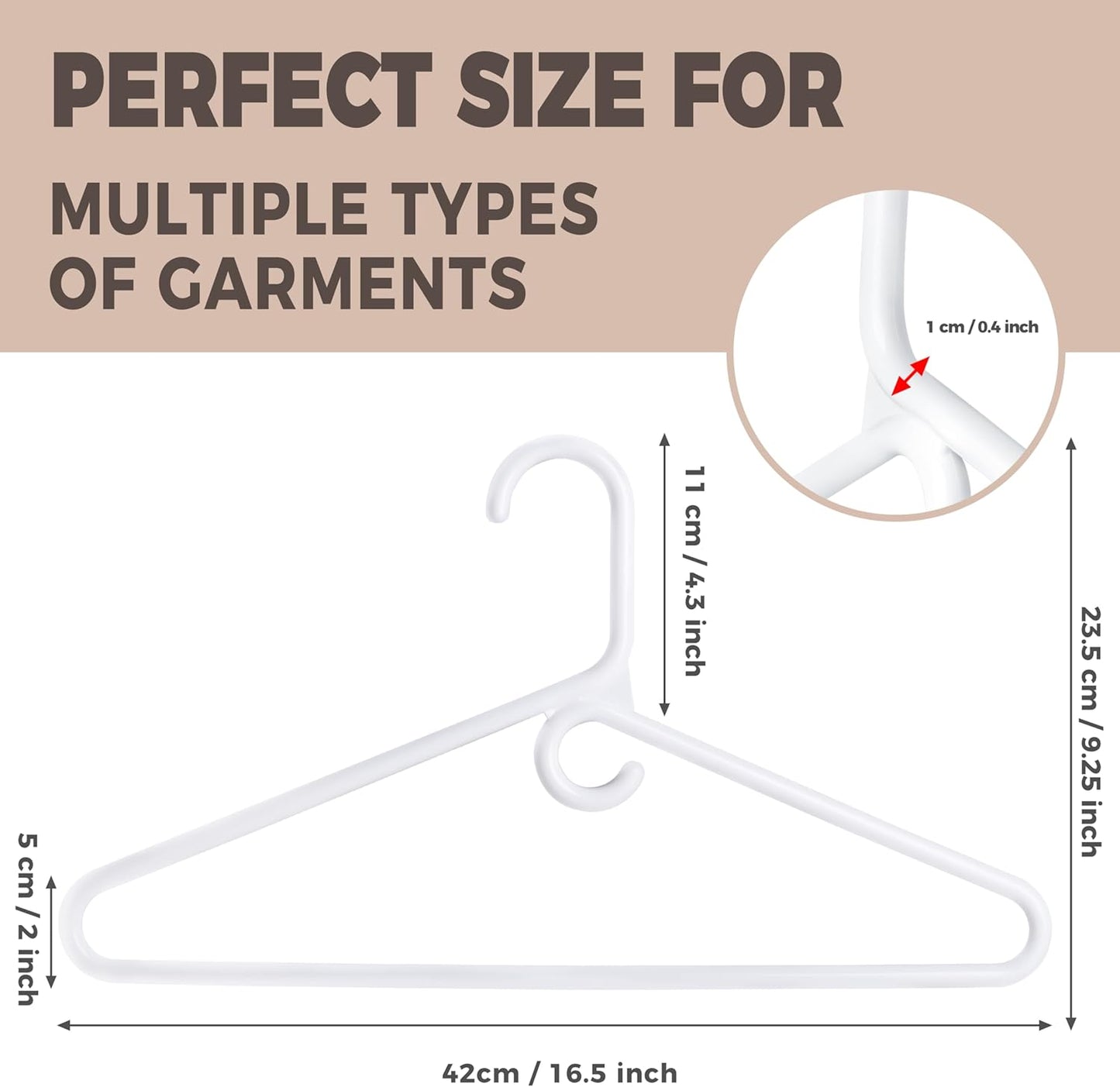 Quality White Plastic Hangers 30 Pack - Super Heavy Duty Multipack for Clothes - Thick Strong Standard Closet Clothing Hangers with Hook for Scarves and Belts-17 for Coats (White, 30)