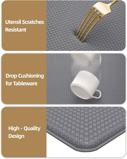 anti Fatigue Cushion Padded Kitchen Mat for Floor - 17X29+17X59,Easy Clean, Waterproof & Oil Proof, anti Slip, Foam Rubber Runner Rug for Front Sink Comfort Standing, Grey Set of 2