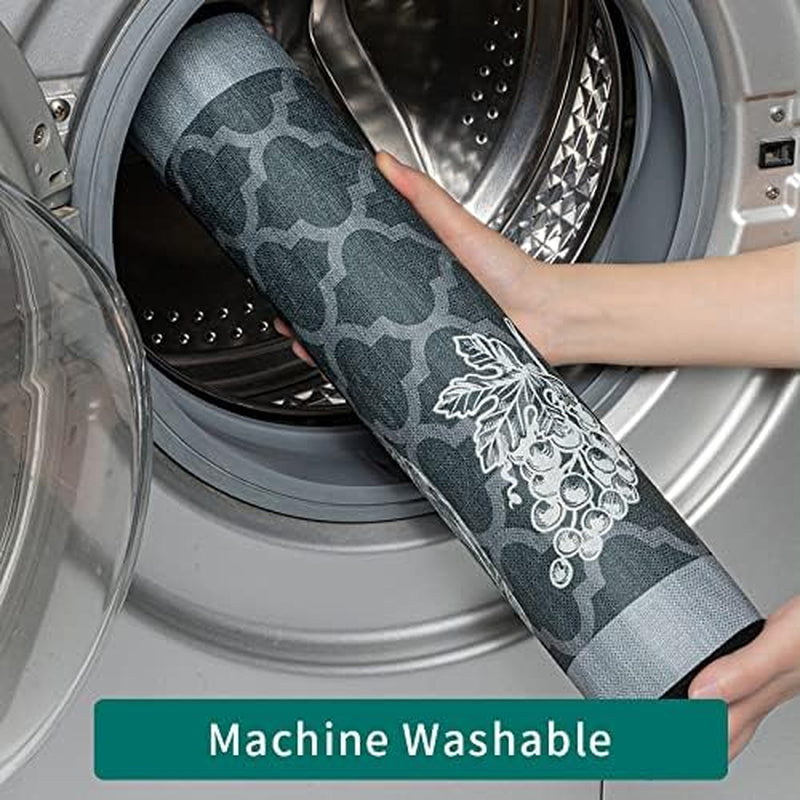 Kitchen Mat [1 PCS] Cushioned Anti-Fatigue Kitchen Rug，Non-Skid Waterproof Kitchen Mats and Rugs Ergonomic Comfort Standing Mat for Kitchen, Floor Home(Grey, 17.3'X 59')