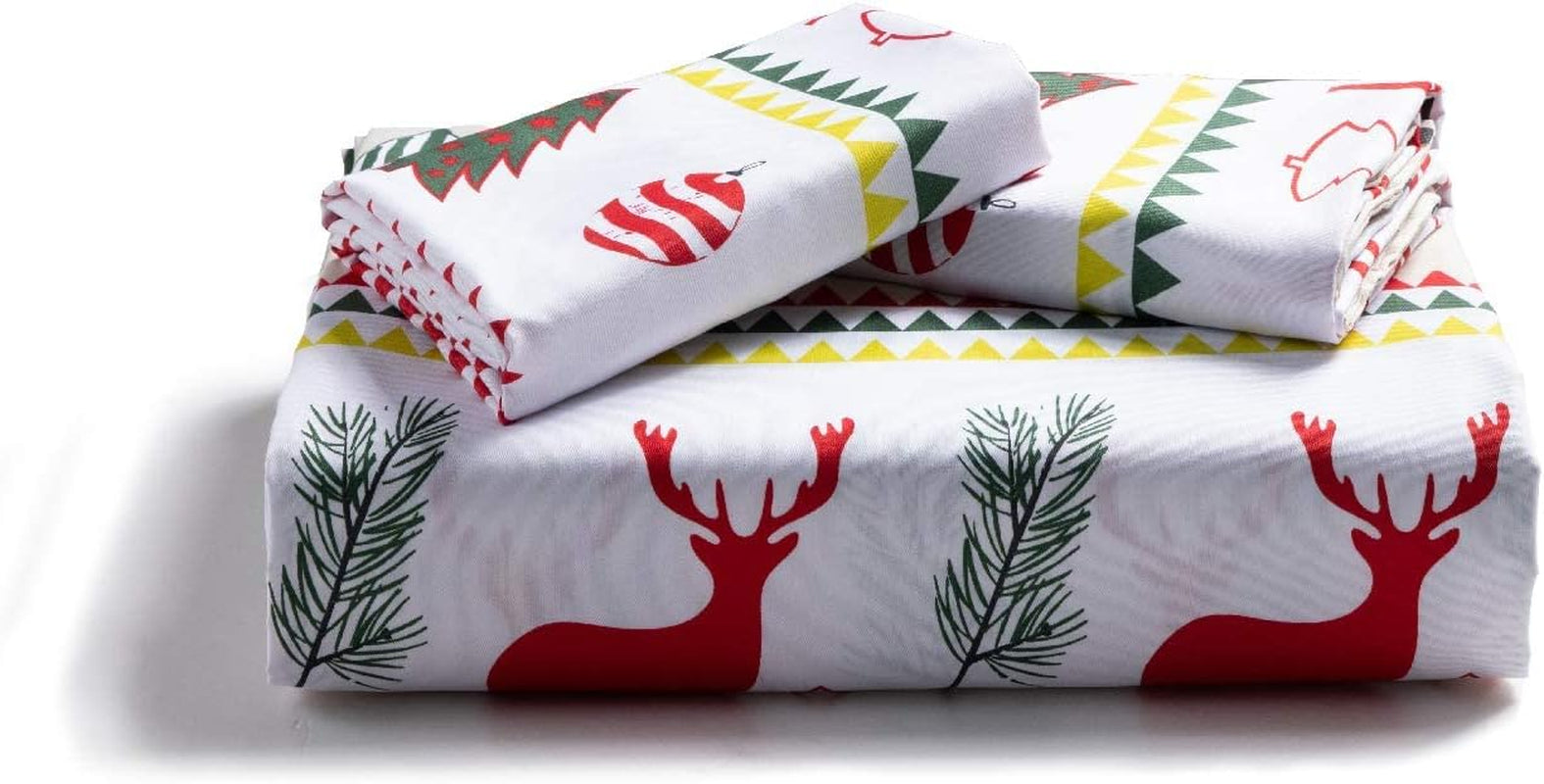 Christmas Duvet Cover Set, 3 Pieces King Size Comforter Cover Set 90"X104", Super Soft New Year Holiday Bedding Set, Red with White Christmas Reindeer