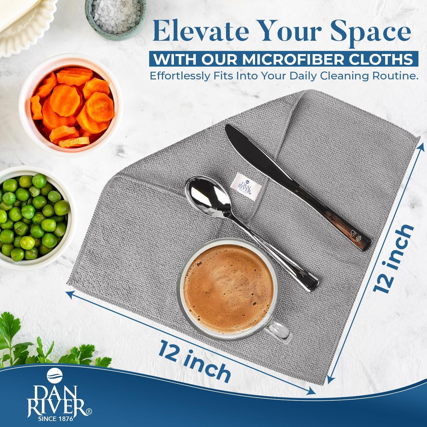 24-Pack Microfiber Towels – Ultra Absorbent, Lint Free Cloth & Streak-Free for Home, Car & Kitchen - Must-Have Cleaning Essentials - 12" X 12" - Gray White