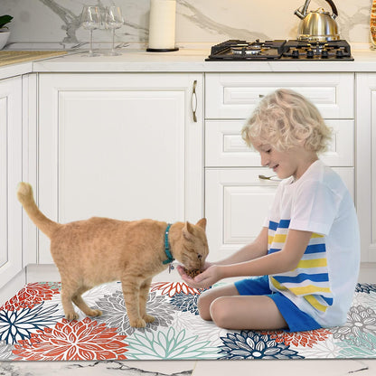 Dahlia Kitchen Rugs and Mats Set of 2, anti Fatigue Floor Mat, Waterproof PVC Leather Non Slip Kitchen Floor Mats,Comfort Doormat Standing Running Mats Area Rugs Carpet Decor for Kitchen