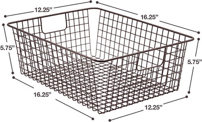 Metal Wire Baskets Storage Bin Organizer for Food Pantry, Freezer, Kitchen, Laundry Room, Basket Organizers for Home, Bathroom, Closet Organization, Iron Metal