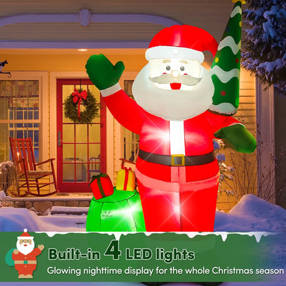8FT Christmas Inflatable Outdoor Decoration, Santa Christmas Inflatable with Build-In Leds for Xmas Party Outdoor Yard Garden Lawn Winter Decor