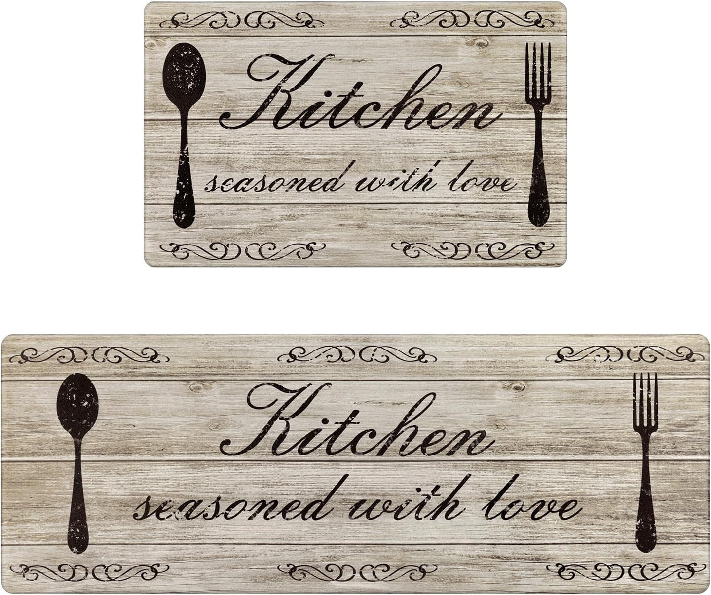 anti Fatigue Kitchen Mat Set of 2 Non Slip Kitchen Rugs and Mats Farmhouse Waterproof Memory Foam Kitchen Rugs Cushioned Kitchen Floor Mats Comfort Standing Mat for Kitchen Home Sink Office