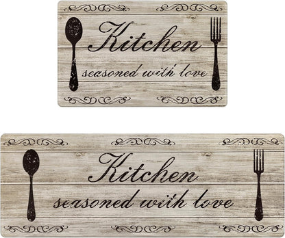anti Fatigue Kitchen Mat Set of 2 Non Slip Kitchen Rugs and Mats Farmhouse Waterproof Memory Foam Kitchen Rugs Cushioned Kitchen Floor Mats Comfort Standing Mat for Kitchen Home Sink Office