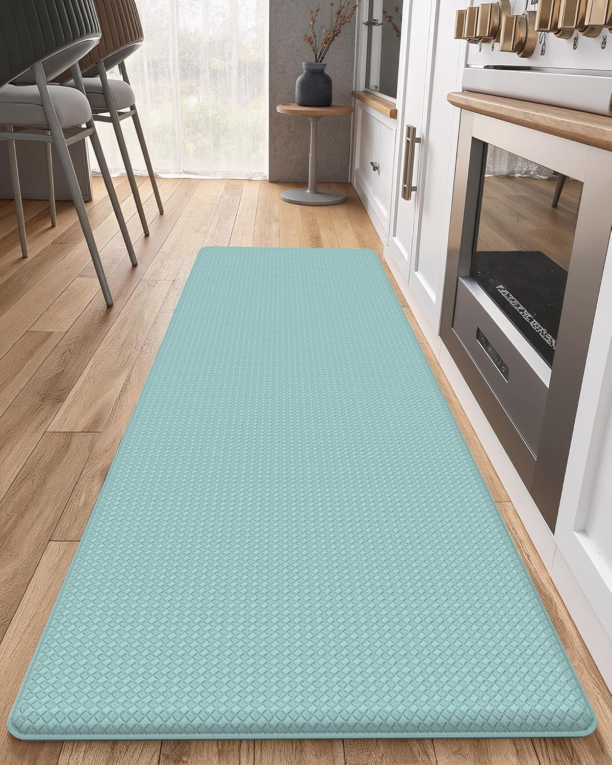 anti Fatigue Cushion Kitchen Mat for Floor -17"X59",Easy Clean, Water & Oil Proof, anti Slip, Foam Rubber Runner Rug for Front Sink Comfort Standing,Teal
