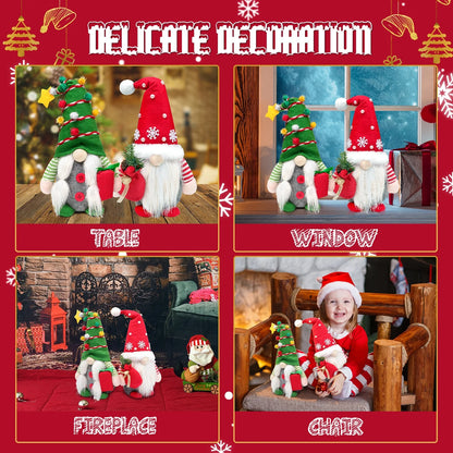 2Pc Christmas Gnomes Plush Decorations - Christmas Ornaments - Swedish Tomte Handmade Gnome Gift, Holiday Home Decor 12.2 Inch