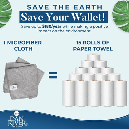 24-Pack Microfiber Towels – Ultra Absorbent, Lint Free Cloth & Streak-Free for Home, Car & Kitchen - Must-Have Cleaning Essentials - 12" X 12" - Gray White