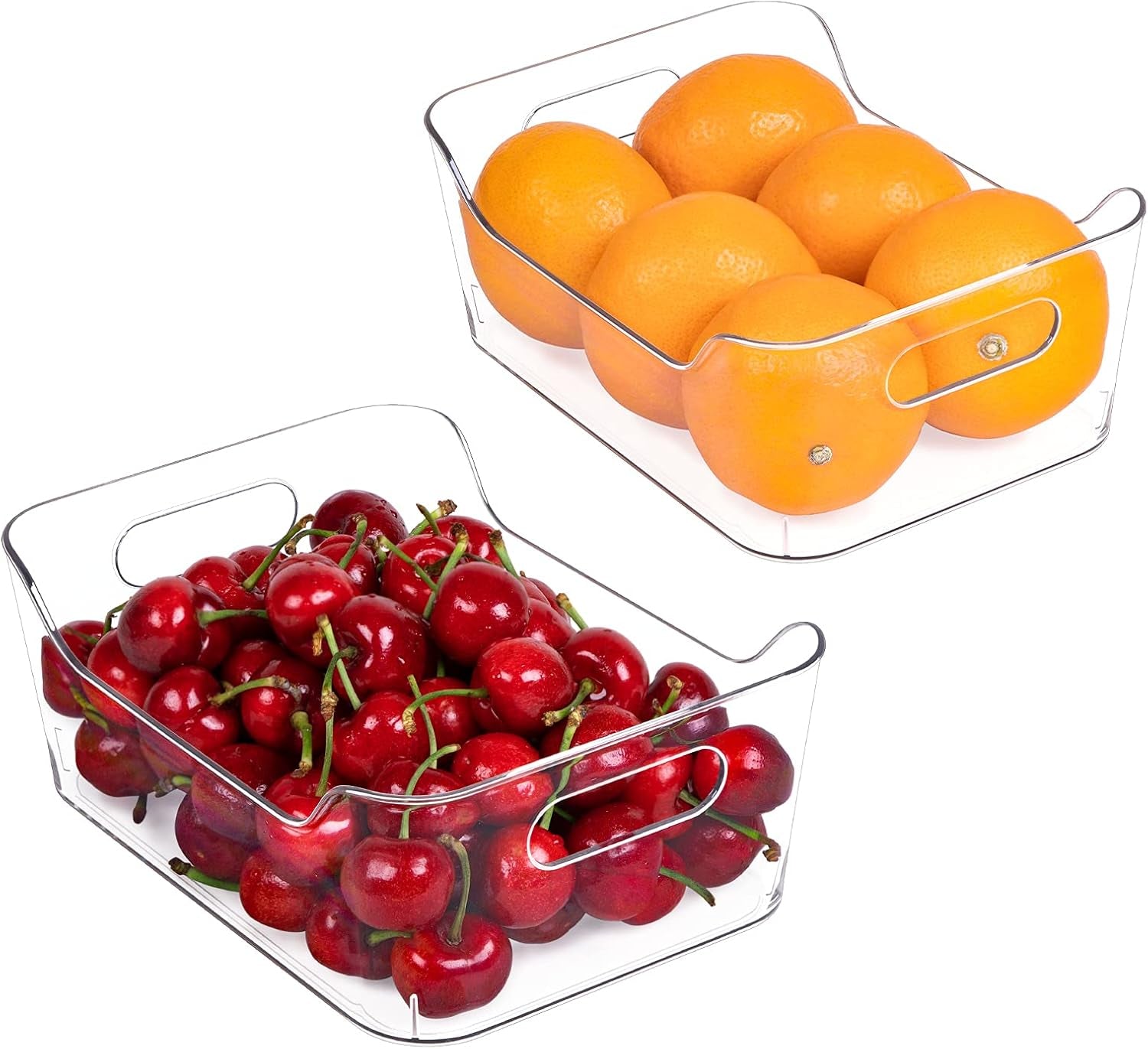 Set of 11 Transparent Plastic Refrigerator Organizer Bins with Handles - Pantry, Freezer, Cabinet Organization