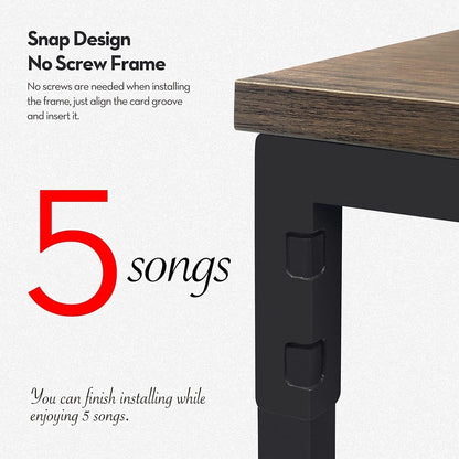 L Shaped Desk 65 Inch No Screw Quick Lock Computer Desk with Storage Basket Gaming Corner Writing Workstation Table with Shelf for Home Office Easy to Assemble, Walnut