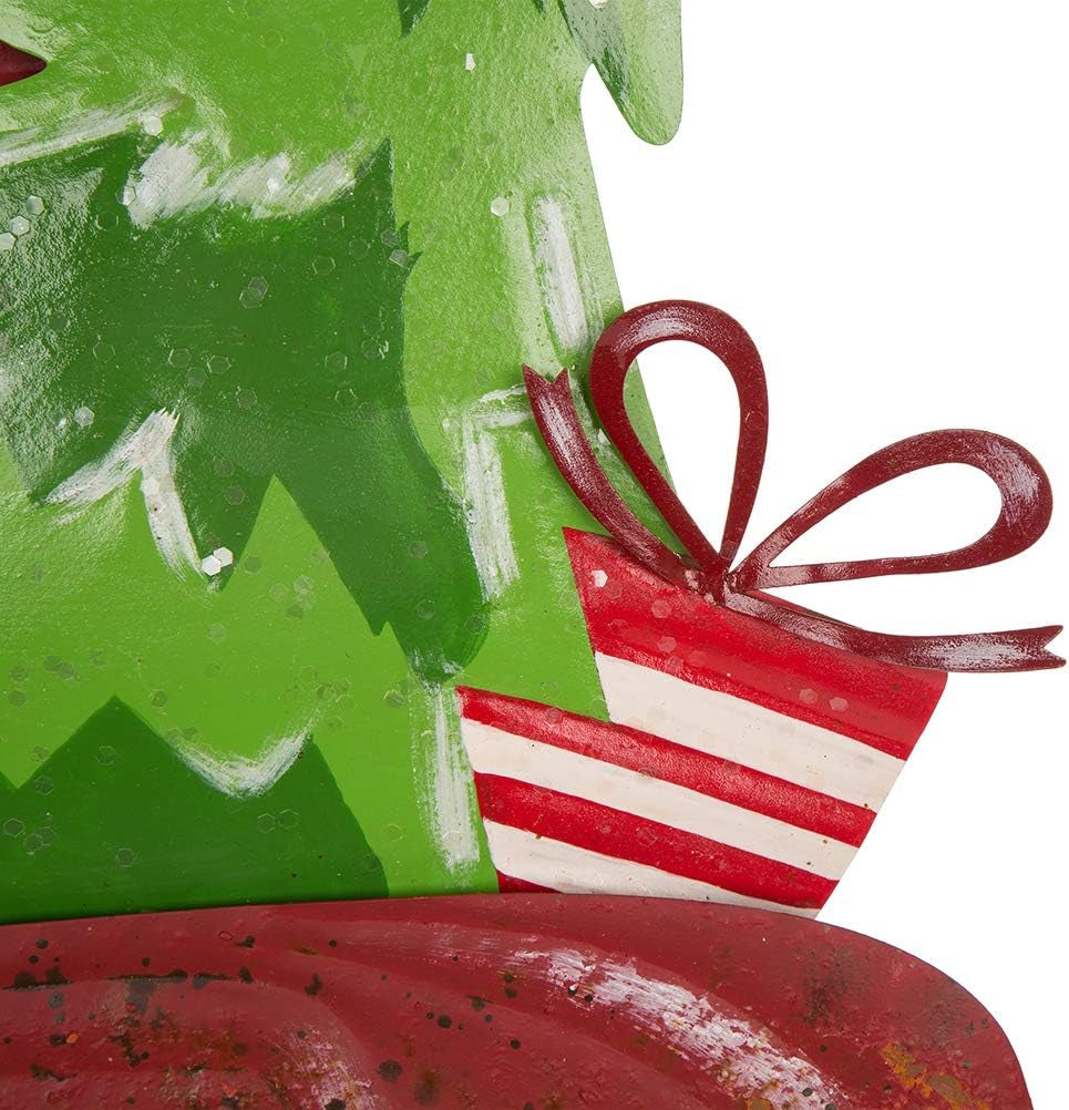 Rustic Metal Christmas Truck Yard Stake Lawn Garden Standing Sign Lawn Patio Wall Decor, Wood Truck