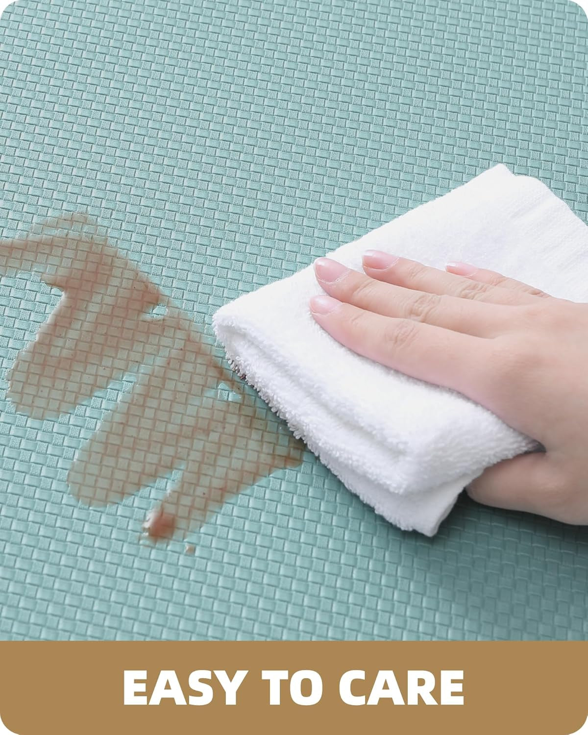 anti Fatigue Cushion Padded Kitchen Mat for Floor - 17X29+17X59,Easy Clean, Waterproof & Oil Proof, anti Slip, Foam Rubber Runner Rug for Front Sink Comfort Standing, Teal Set of 2