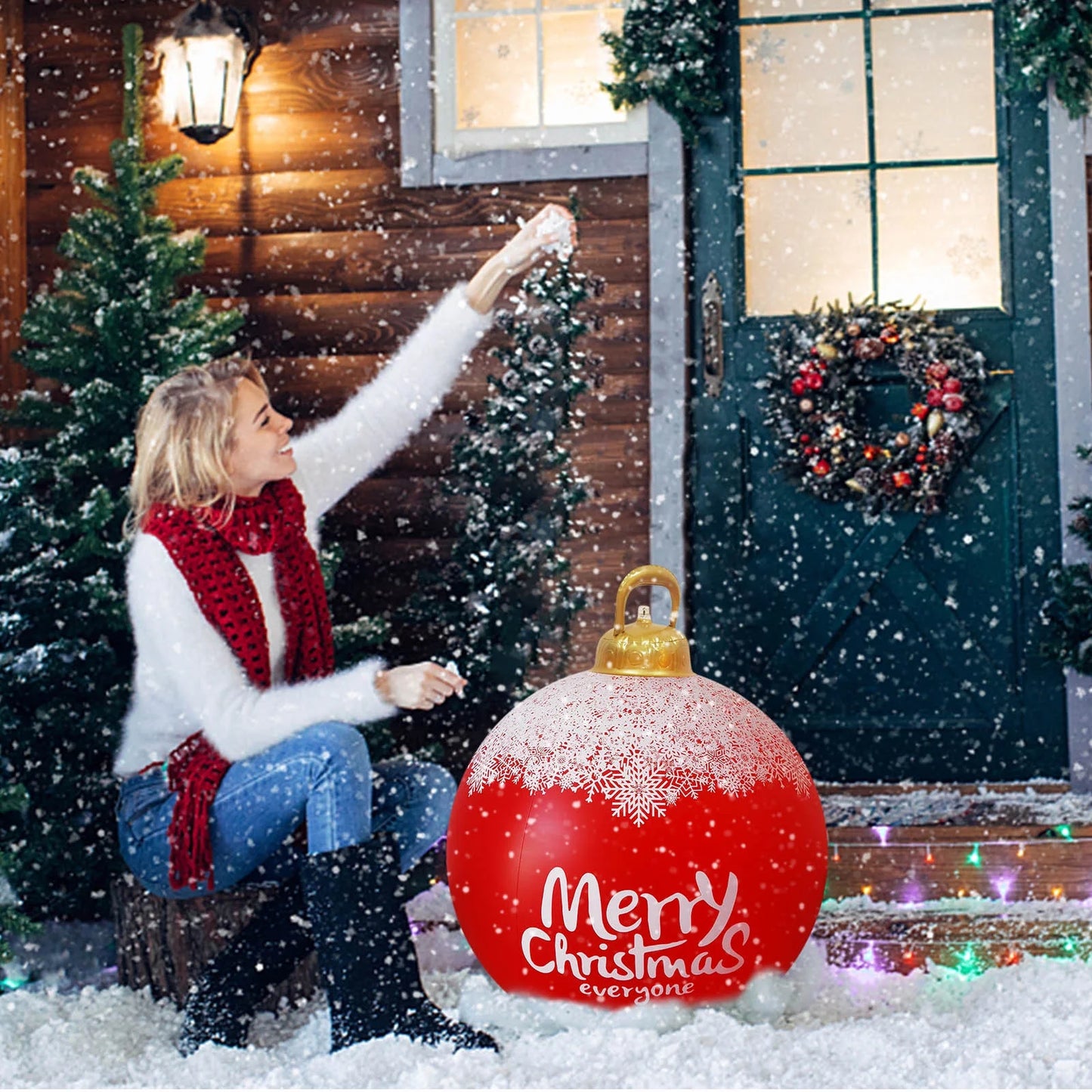2024 Christmas Decoration Bell Ball 24Inch Outdoor Christmas Inflatable Decorated Ball Pvc Inflatable Christmas Ball Christmas Tree Decorations