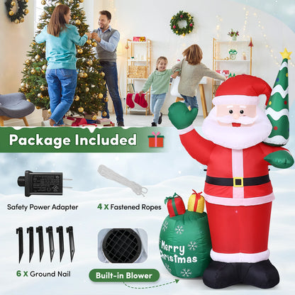 8FT Christmas Inflatable Outdoor Decoration, Santa Christmas Inflatable with Build-In Leds for Xmas Party Outdoor Yard Garden Lawn Winter Decor