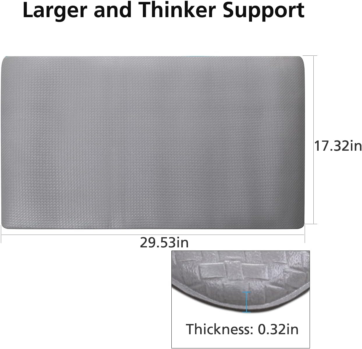 Kitchen Mat Enterway Floor Mat Housework Cushioned anti Fatigue Kitchen Rugs Standing Kitchen Decor Washing Room New Waterproof Non Skid Washable Rubber Sink Bottom Foam 17.3X29.5In(Gray)