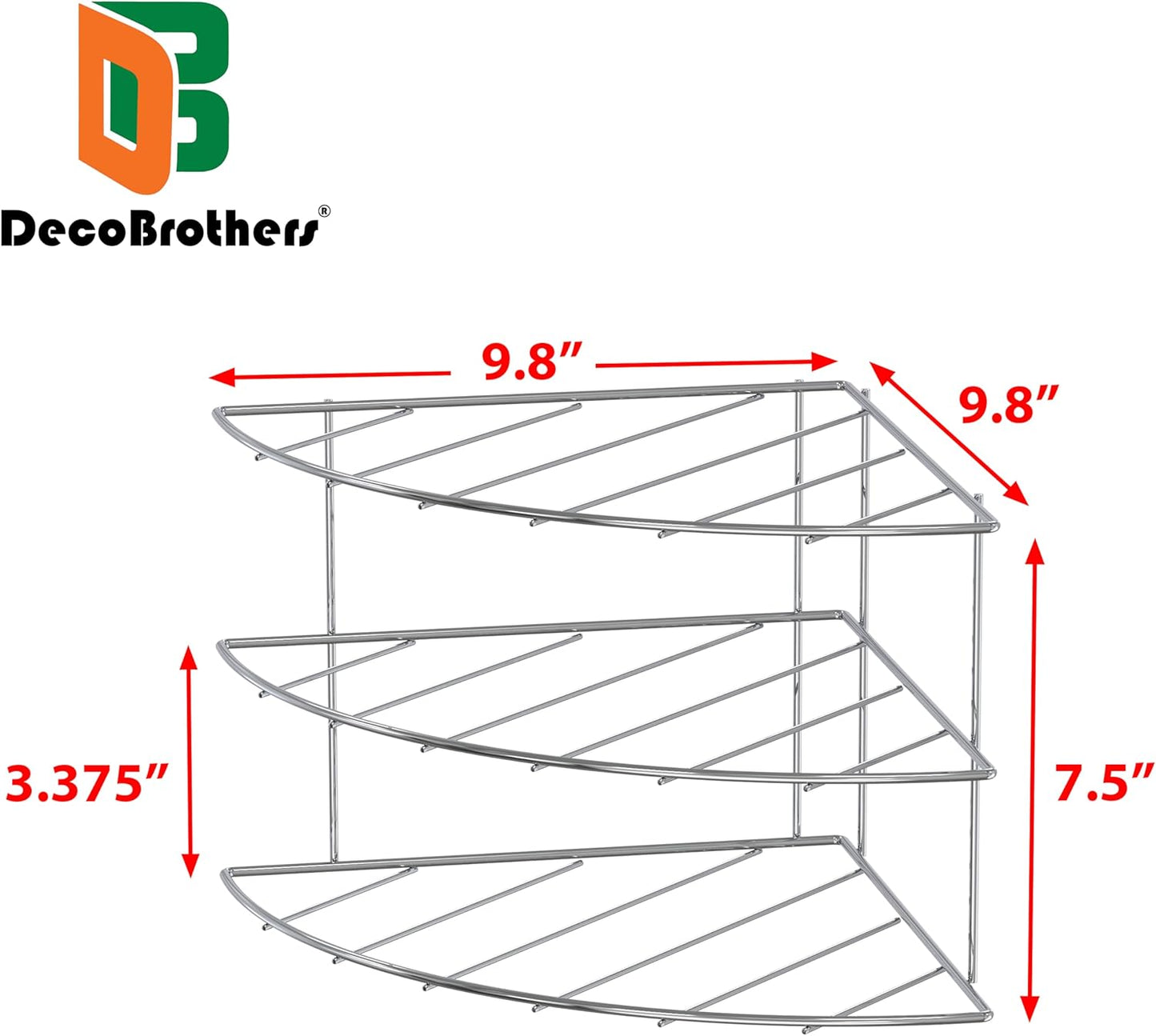 3-Tier Counter and Cabinet Corner Shelf Organizer, Chrome