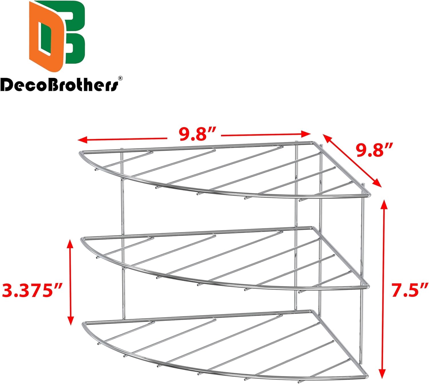 3-Tier Counter and Cabinet Corner Shelf Organizer, Chrome