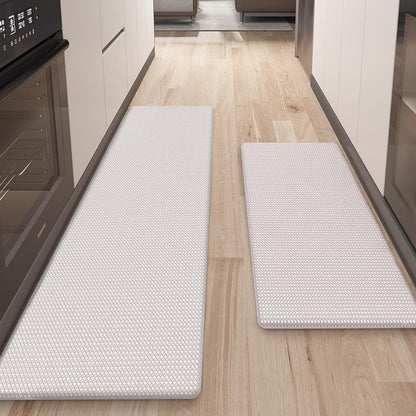 Kitchen Rug Set 2 Piece Kitchen Runner Rug Kitchen Floor Mat, Cushioned anti Fatigue Non Skid Waterproof Comfort Standing Kitchen Mat, 17"X47"+17"X95", Wheat