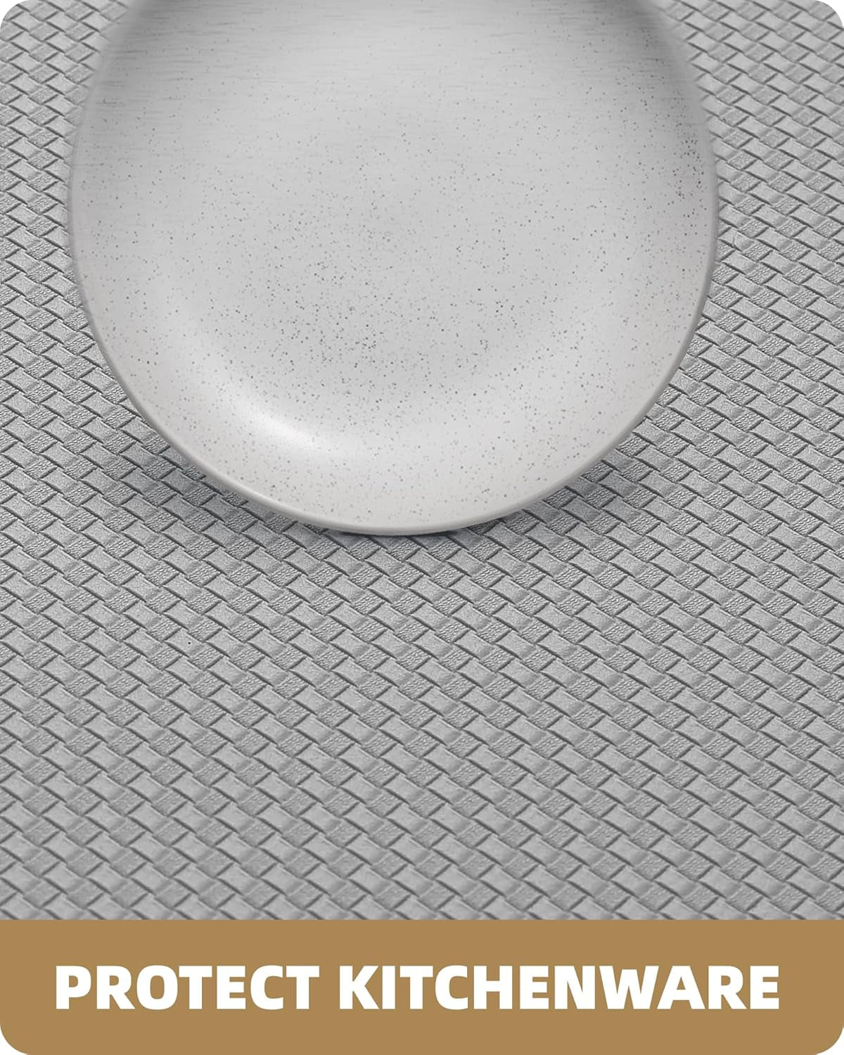 anti Fatigue Cushion Padded Kitchen Mat for Floor - 17X29+17X59,Easy Clean, Waterproof & Oil Proof, anti Slip, Foam Rubber Runner Rug for Front Sink Comfort Standing, Grey Set of 2