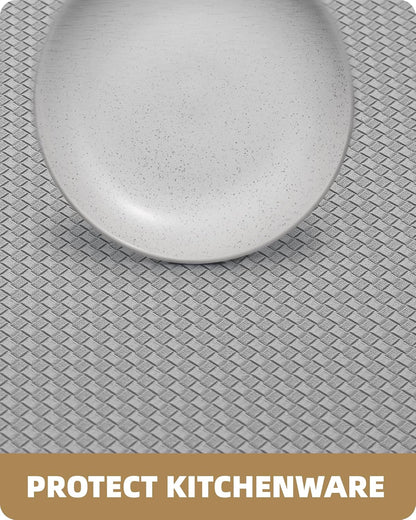 anti Fatigue Cushion Padded Kitchen Mat for Floor - 17X29+17X59,Easy Clean, Waterproof & Oil Proof, anti Slip, Foam Rubber Runner Rug for Front Sink Comfort Standing, Grey Set of 2